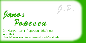 janos popescu business card